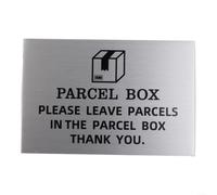 Señal de aluminio cepillado para caja de paquetes con texto impermeable para aviso de entrega y recordatorio de colección (1 unidad)