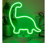Señal de neón de dinosaurio, lámpara LED de dinosaurio - lámpara de mesa de neón para decoración del hogar, USB, batería, uso dual con base, decoración de mesa, mejor regalo para cumpleaños familiares