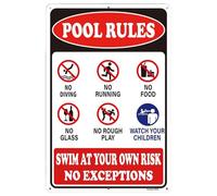 Señales para piscina - Cartel de MetVintage Resistente Desvanecimiento - Decoración Exterior Piscina Señalización - Para borde de piscina, terraza, patio, acuático, playa y aviso de