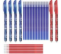 SEND UP Set 28 Piezas Material Escolar: 6 Bolis Borrables (4 Azul, 2 Rojo) y 22 Recambios Gel 0,5mm (16 Azul, 6 Rojo) +20% Tinta - Regalo Original - Cartuchos compatibles con bolígrafo Legami
