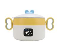 SENECESLI Calentador de Alimentos de Lonchera Eléctrica, Lonchera Calefactora de 450 Ml para Adultos, Amarillo, Diseño de Termostato Inteligente, Batería Recargable Portátil y Diseño Anti-Escaldado