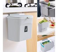 SENENQU Cubo de Basura Cocina Colgante 7 L, Papelera Cocina Gris de PP con Tapa Deslizante para Puerta de Armario, Pared, bajo Fregadero, Baño y Oficina