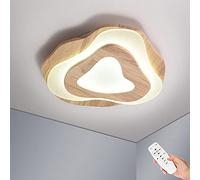 SENFAY Plafon LED Techo Madera Regulable con mando a distancia, Lámpara de Techo Ø40cm 36W, Plafón Luz de Madera Redonda irregular, Con FuncióN de Memoria Para Cocina Salon Comedor Dormitorio Pasillo