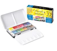 Sennelier Acuarela Estaño Metálico – Set de bolsillo de 12 media cara