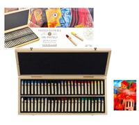 Sennelier - Lote de 50 pasteles al óleo, caja de madera, fabricado en Francia