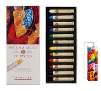 Sennelier - Pasteles de aceite, 12 colores, selección estándar + 2 cartas