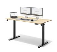 SENSE7 Escritorio Ajustable en Altura eléctrico NOJO, Escritorio de pie 140x70, Mesa de PC con Memoria, Escritorio de pie con Bandeja para Cables, con Ganchos, Ajuste de Altura silencioso, Black-Pine