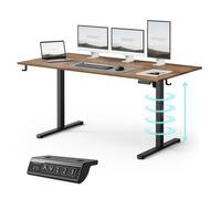SENSE7 NOJO Light: Escritorio ajustable en altura, 160x80 cm. Eléctrico, con función de memoria, ergonómico, color marrón oscuro. Estructura del escritorio