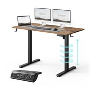 SENSE7 NOJO LIGHT: Escritorio de altura ajustable, eléctrico, 120x60 cm, color marrón oscuro y . Escritorio para juegos, escritorio para ordenador, escritorio de pie, ideal para PC y oficina