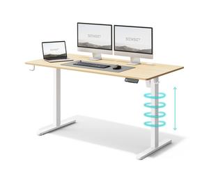 SENSE7 NOJO: Mesa para ordenador, mesa de juego, escritorio, 140x70 cm, ajuste de altura eléctrico, función de memoria, soporte para auriculares, organizador de cables XXL para PC
