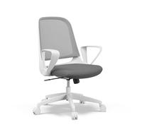 SENSE7: Silla de oficina ergonómica, silla de escritorio, color blanco, reposabrazos plegables, respaldo de malla, función de inclinación, ideal para teletrabajo, silla de oficina, ruedas de goma, cap
