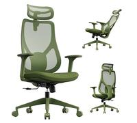SENSE7 Silla Escritorio Ergonómica para Oficina Cadeira Juvenil Office Chair Ordenador Giratoria Despacho Estudio de Malla con Ruedas Reposabrazos y Soporte Lumbar Soporta hasta 150kg - MOYO Verde