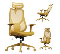 SENSE7 Silla Escritorio Ergonómica para Oficina Cadeira Juvenil Office Chair Ordenador Giratoria Despacho Estudio de Malla con Ruedas Reposabrazos y Soporte Lumbar Soporta hasta 150kg - MOYO Amarillo