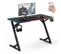 Sense7 VOLT, escritorio de juego RGB, 120x60 cm, color . Mesa para ordenador con iluminación LED, diseño tipo fibra de carbono, ideal para gamers, con portavasos