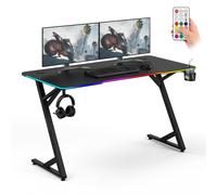 Sense7 VOLT, escritorio de juego RGB, 140x70 cm, color . Mesa para ordenador con iluminación LED, diseño grande, aspecto de fibra de carbono. Mesa para gamers, ideal para el teletrabajo