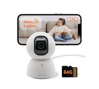 Sensforge Cámara de seguridad para interiores con tarjeta SD para mascotas/niños/hogar, grabación 24/7, Wi-Fi 5G/2.4G, video e imagen de 2.4K, detección de mascotas de movimiento humano gratuito, sin