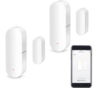 Sensor de Puerta WiFi, Sensor de Contacto de Ventana Inteligente, Alarma inalámbrica de Senso r de Puerta de Ventana, Compatible con Alexa y Google Assistant, no Requiere concentrador, 2 Pack