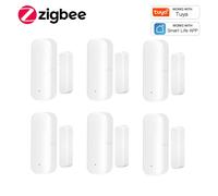 Sensor de puerta Zigbee, Sensor de contacto para ventana, Detector de apertura y cierre, alarma para el hogar inteligente, protección de seguridad, funciona con Tuya Hub Smart Life 4PCS