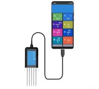 Sensor de suelo USB portátil Prueba de temperatura Humedad Valor de pH Conductividad más Npk Npk Sonda de aleación de metal Ip68 nominal para agricultura hogar jardín negro (A)