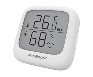 Sensor de temperatura y humedad Fire Angel FA7312 con pantalla LCD, inalámbrico, blanco