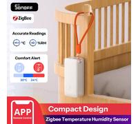 Sensor de Temperatura y Humedad Zigbee SONOFF SNZB-02B AirGuard TH Lite, Detección de Alta Precisión, Registro de Datos de 6 Meses, Batería de Larga Duración