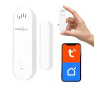 Sensor inalámbrico de Apertura de Puertas y Ventanas GreenBlue | Alarma Inteligente WiFi | Notificaciones a través de la aplicación, 80 dB, programaciones y automatizaciones (Blanco, 92 x 21 x 26 mm)