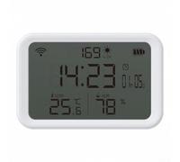 Sensor inteligente de humedad de temperatura WiFi para tuya compatible | Monitores de temperatura, humedad, luz, tiempo; se integra con la aplicación para tuya for Smart for Life para automatización