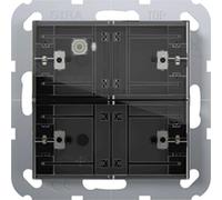 Sensor táctil rotatorio KNX-Tastsensor 4, modelo estándar, doble pulsador, sistema 55, sensor de temperatura, LEDs de estado RGB, 1 unidad.