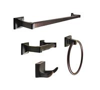 SENTO Cellar - Juego de Accesorios de baño clásicos de Metal Resistente, Montaje en Pared, Incluye Gancho para Bata, Soporte estándar para Papel higiénico, Anillo de Toalla, Barra de Toalla de 24