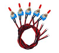 Senven® 5Pcs Mini Interruptor de Palanca para Automóvil Profesional, Interruptor de Palanca con Precableado, ON-OFF 2 Posiciones 3 Pines SPST Interruptor de Balancín de Metal -- 3A 250VAC / 6A 125VAC