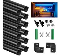 SENXINGYAN Perfil de Aluminio, 12 x 1M V-Form, con Tapa Transparente Negra, Tapa de Extremo, Conector en ángulo Recto y Clip de Montaje Metálico de 90 °, para Tira de LED