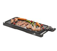 SENYA Plancha Eléctrica XL 2200 W | Gran superficie de cocción 51 x 25 cm Antiadherente, revestimiento efecto piedra | Plancha Grill Termostato Ajustable | Limpieza compatible con Lavavajillas, Negro