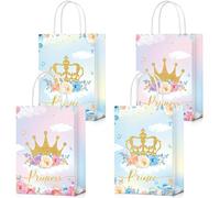Sepamoon Bolsas de recuerdo de fiesta de princesa, bolsas de regalo del castillo del príncipe con asas, golosinas para revelación de género, fiesta, baby shower, suministros de boda (24 piezas)