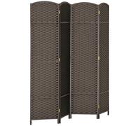 Separador de ambientes plegable HOMCOM de 4 paneles, 160 x cm, con acabado tejido, para sala de estar, dormitorio, casa, color marrón 浅黄色