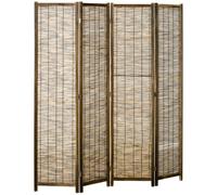 Separador de ambientes plegable HOMCOM Drink Paravent de 4 paneles, 160x170 cm, natural