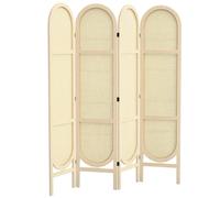 Separador de ambientes plegable y portátil HOMCOM de cinco paneles con cubierta interior de 4 paneles, 170 cm, diseño tejido a mano, para sala de estar, dormitorio, pared divisoria, color natural. BLA