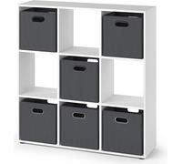 Separador de ambientes Vicco Nove Blanco 104 x 108 cm con 6 cajas plegables, Model 37005