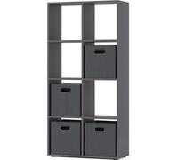 Separador de ambientes Vicco Scutum Gris 143 x 72 cm con 4 cajones plegables, Model 37178