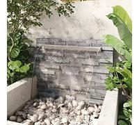 sephironlbb Cascada de piscina rectangular de acero inoxidable de 110 cm, fuente de jardín con amplia salida de agua, fuente de agua decorativa para terraza, balcón, estanque, relajación al aire libre