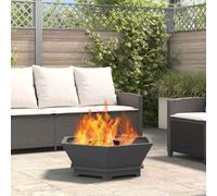 sephironlbb Chimenea negra de acero de 75 x 75 x 28 cm, calentador resistente para jardín y terraza, ideal para madera, leña y etanol, proporciona calidez y ambiente en fiestas al aire libre