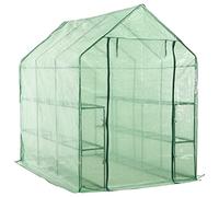 sephironlbb Invernadero con 12 estantes, marco de acero recubierto de polvo, 143 x 214 x 196 cm, tienda de campaña verde para cultivo de hortalizas, protección de plantas, invernadero, balcón, jardín