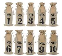 Seprendi 10 bolsas de vino de arpillera con etiquetas para degustación de vino a ciegas, bolsas de regalo de tela de arpillera numeradas para decoración de fiesta de boda de Navidad
