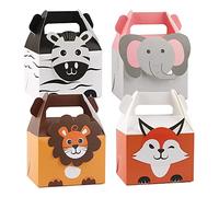 Seprendi 20 bolsas de fiesta de animales, bolsas de regalo de papel, pequeñas bolsas de papel para fiestas infantiles, 4 fiestas de cumpleaños temáticas de