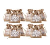 Seprendi 20 bolsas de regalo de arpillera con cordón de 4 x 5.5 pulgadas, arpillera con un lado de organza, bolsas de regalo de para bodas, fiestas, color marrón