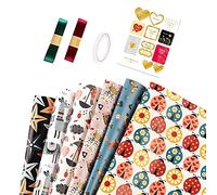 Seprendi Papel de regalo, 6 hojas, papel de regalo reciclable, 70 x 50 cm, para niños, niñas, niños