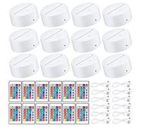 Seprendi Paquete de 12 bases de lámpara de luz LED 3D + control remoto + cable USB, soporte de exhibición de luz de 16 colores para acrílico