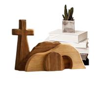 Sepulcro de Pascua - Religiosos de Madera de Sobremesa,Decoración de Hogar para Semana Santa, Iglesia, Repisa, Reunión Familiar Primavera | para Estante Escritorio Reuniones Familiares Vacaciones Prim