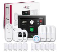 seQrell®, Kit Alarma Casa con Aviso al Movil sin cuotas WiFi y 4G gsm con 7" Pantalla Táctil y Batería de 5000 mAh, Alexa y Google, Aplicación Tuya Smart Life, Detector de Fugas de Agua, SQ7024B