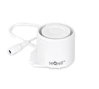 seQrell, Sirena inalámbrica de interior de 125 dB con adaptador de alimentación. Recibe la señal de alarma lejos del módulo de alarma principal. Pequeña y potente. S-01