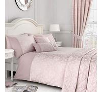 Serene Blossom-Jacquard - Juego de Funda de edredón para Cama de Matrimonio Grande, Color Rosa Rubor